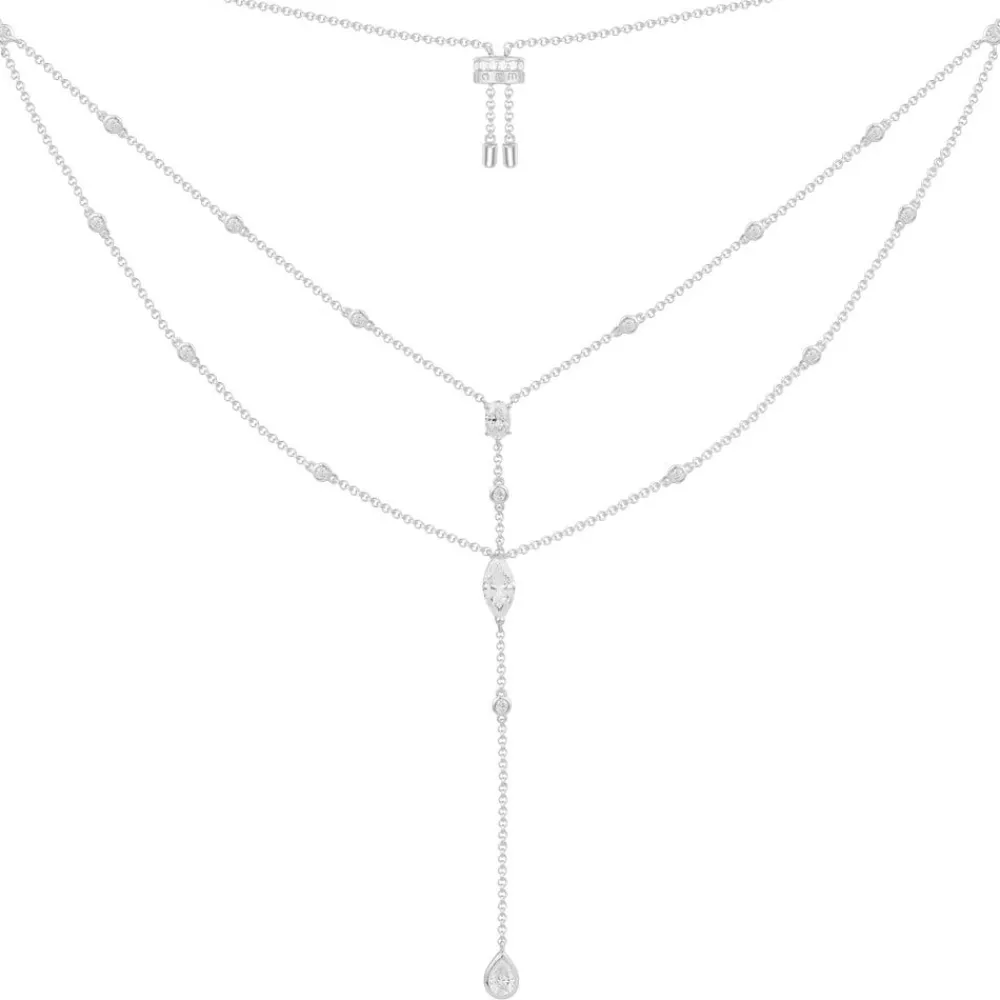 APM Monaco Collier Ajustable Double Chaine Avec Pierres Ovales^ Colliers