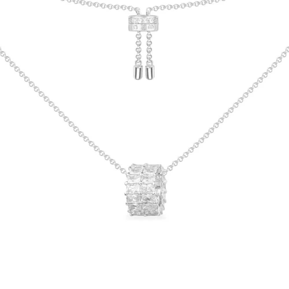 APM Monaco Collier Ajustable Kaleidoscope Avec Pendentif Double Anneaux Serti - Argent^ Colliers