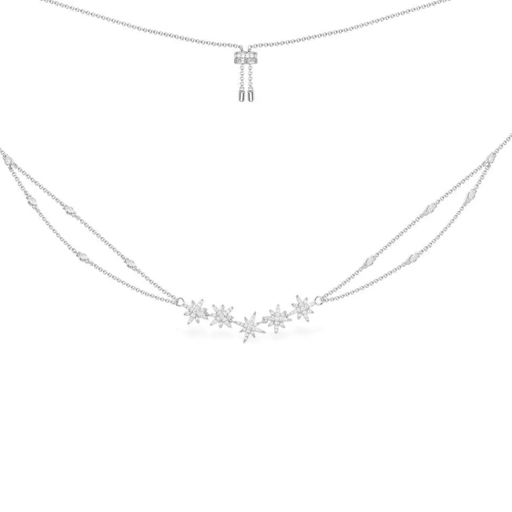 APM Monaco Collier Ajustable Meteorites Double Chaine - Argent^ Colliers