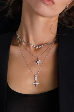 APM Monaco Collier Ajustable Meteorites Double Chaine - Argent^ Colliers