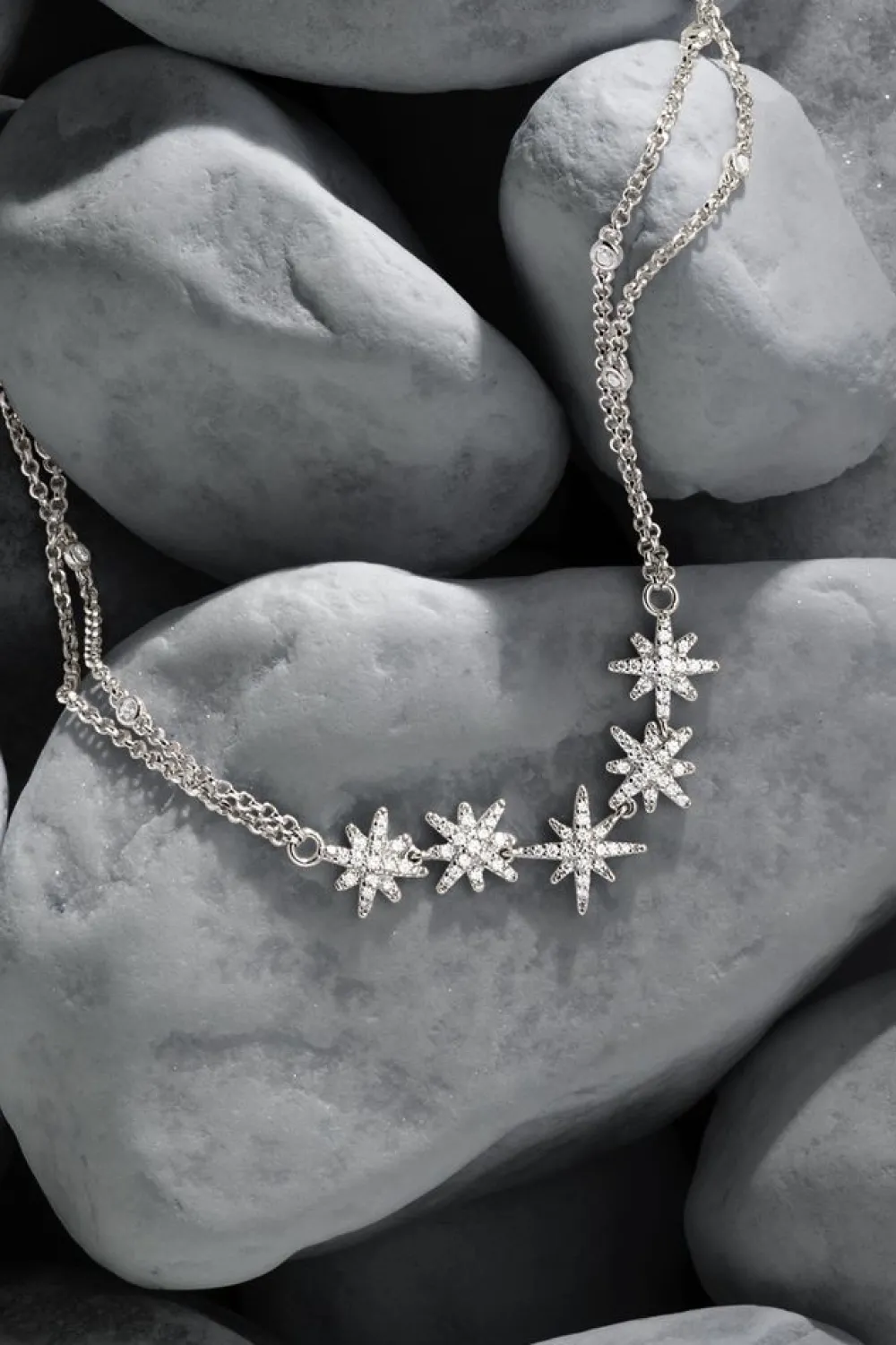 APM Monaco Collier Ajustable Meteorites Double Chaine - Argent^ Colliers