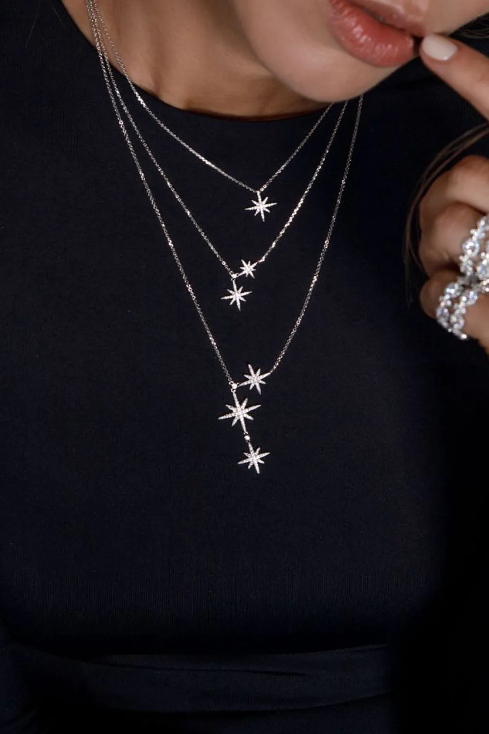 APM Monaco Collier Ajustable Triple Meteorites - Argent^ Colliers
