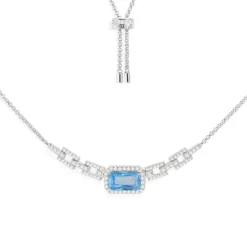 APM Monaco Collier Chaine Ajustable Pave Bleu Lagon^ Colliers
