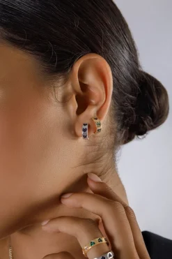 APM Monaco Creoles Coeur Bleu Et Blanc^ Boucles D'Oreilles