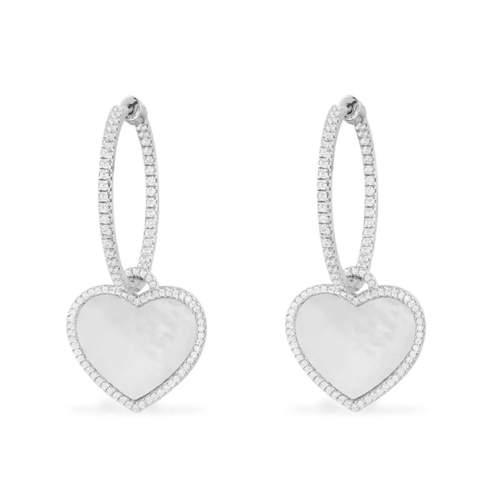 APM Monaco Creoles Coeur En Nacre - Argent^ Boucles D'Oreilles