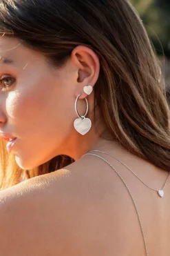 APM Monaco Creoles Coeur En Nacre - Argent^ Boucles D'Oreilles
