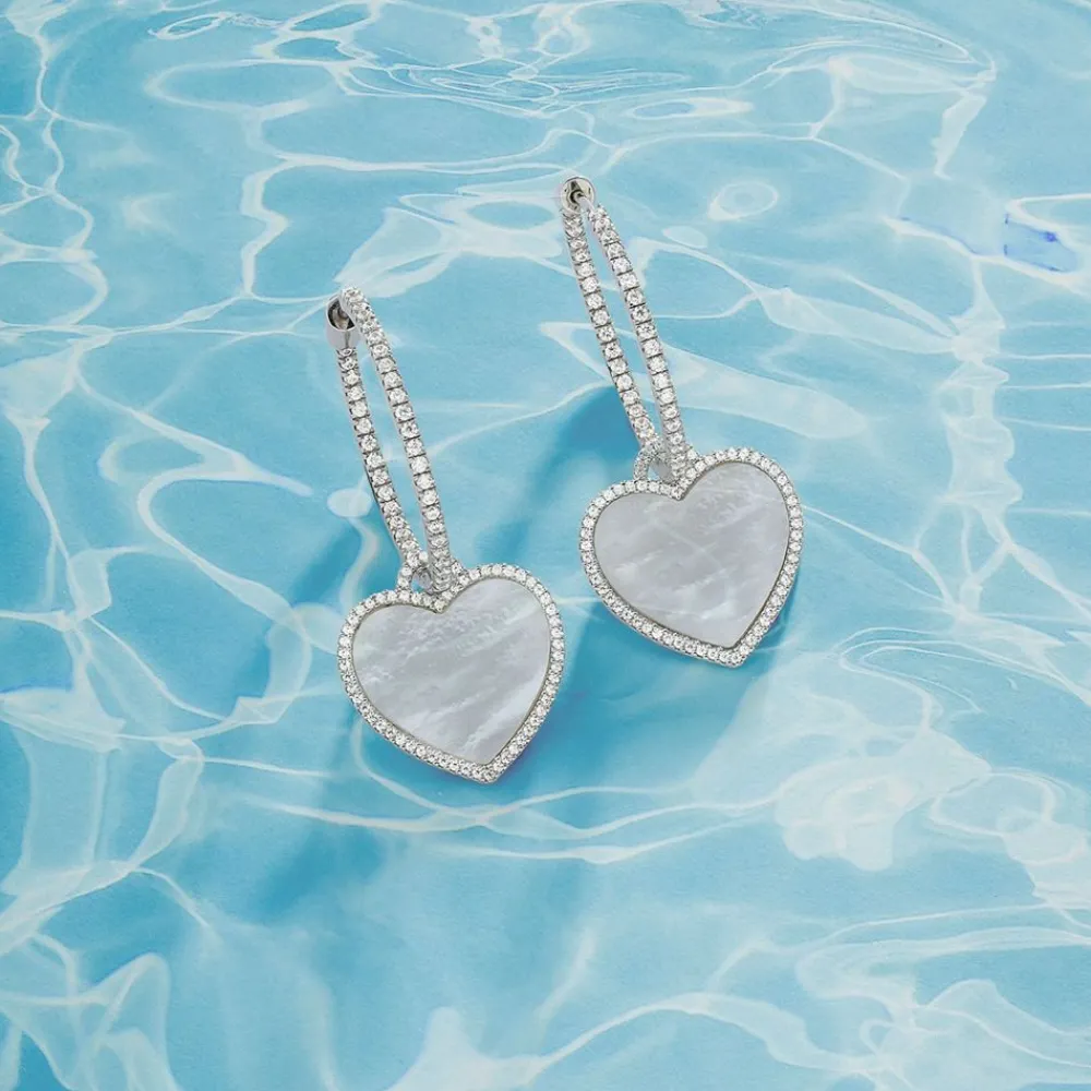 APM Monaco Creoles Coeur En Nacre - Argent^ Boucles D'Oreilles