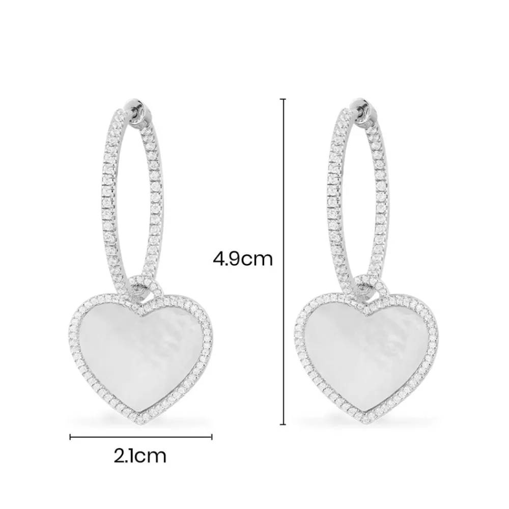 APM Monaco Creoles Coeur En Nacre - Argent^ Boucles D'Oreilles