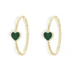 APM Monaco Creoles Coeur Malachite^ Boucles D'Oreilles
