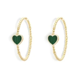APM Monaco Creoles Coeur Malachite^ Boucles D'Oreilles