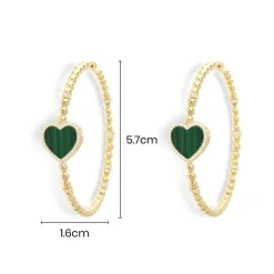 APM Monaco Creoles Coeur Malachite^ Boucles D'Oreilles