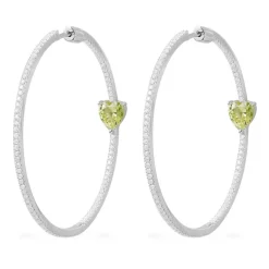 APM Monaco Creoles Coeur Vert - Argent^ Boucles D'Oreilles