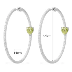 APM Monaco Creoles Coeur Vert - Argent^ Boucles D'Oreilles