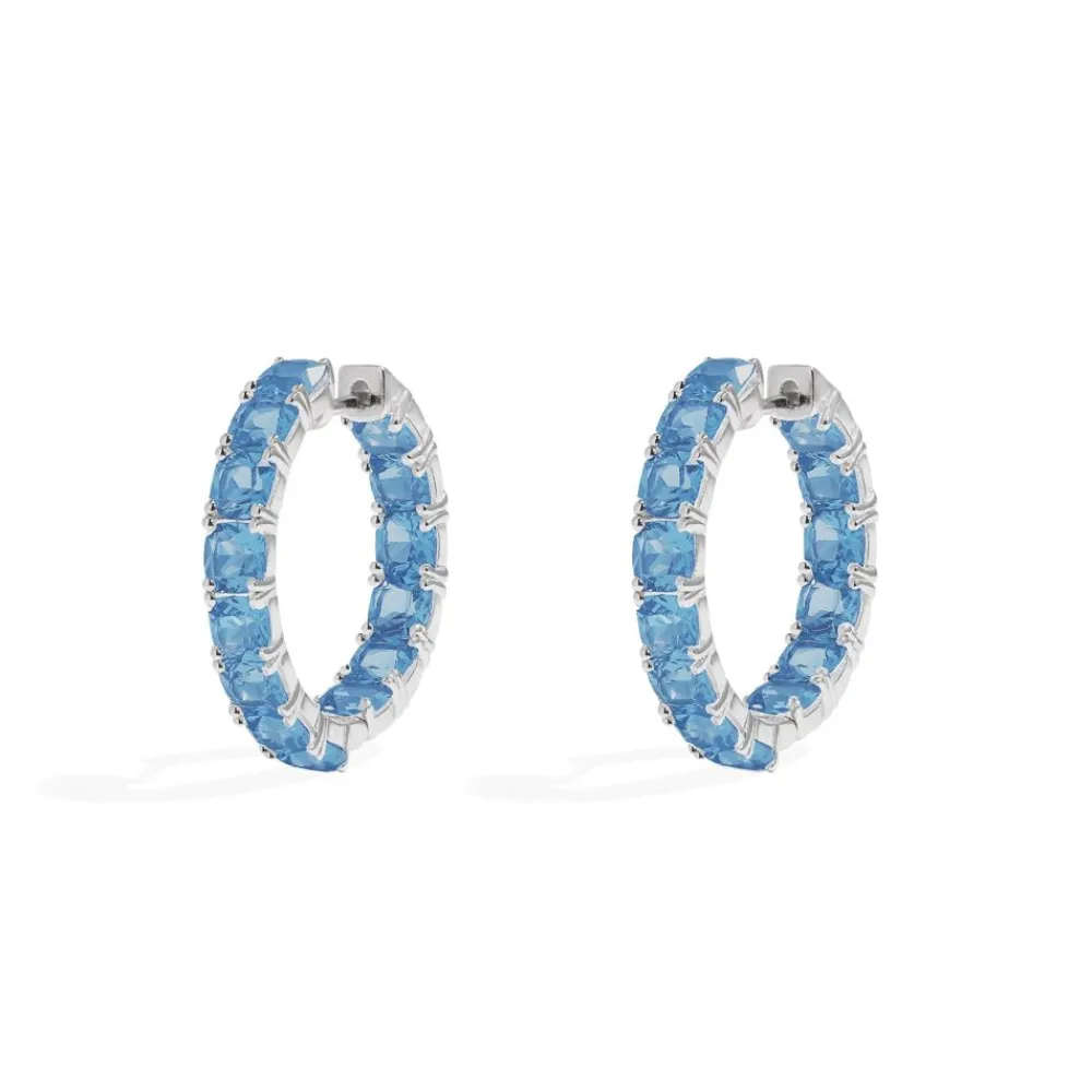 APM Monaco Creoles Eclat Bleu Lagon^ Boucles D'Oreilles