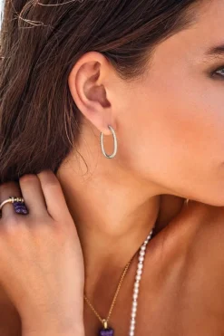 APM Monaco Creoles Fines Pavees - Argent^ Boucles D'Oreilles