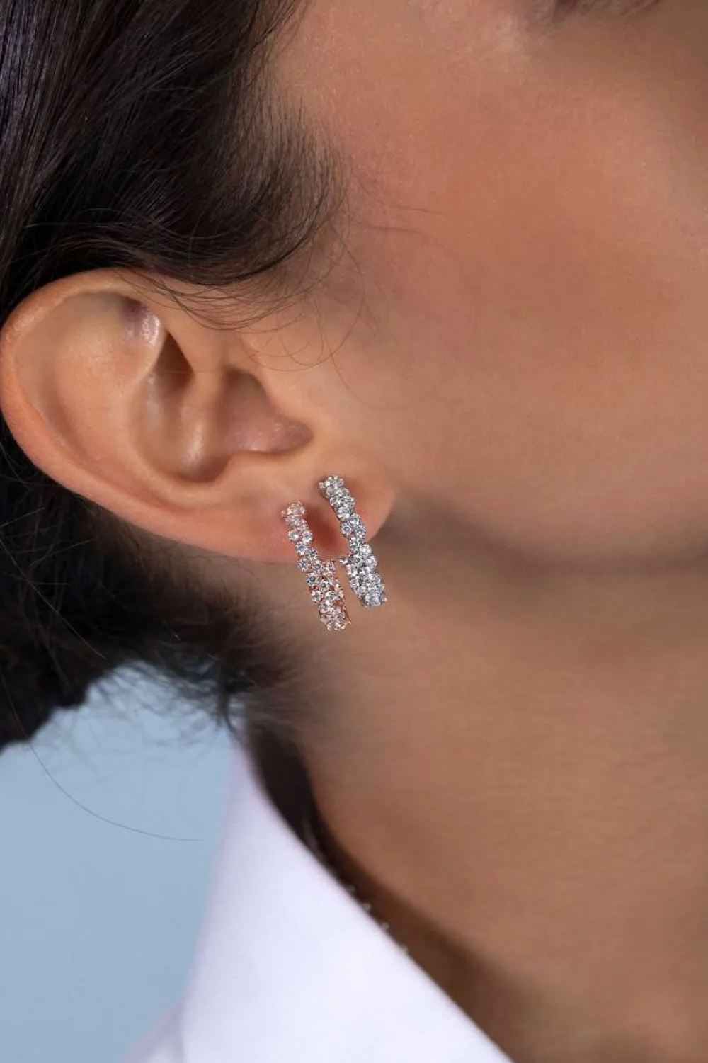 APM Monaco Creoles Pave^ Boucles D'Oreilles