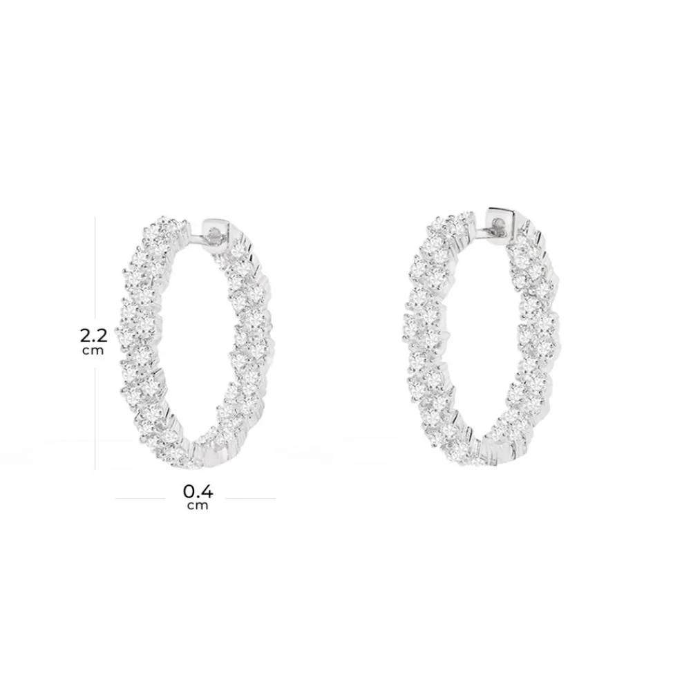 APM Monaco Creoles Pave^ Boucles D'Oreilles