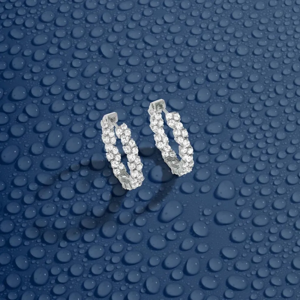 APM Monaco Creoles Pave^ Boucles D'Oreilles