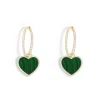 APM Monaco Creoles Pave Avec Coeur Malachite^ Boucles D'Oreilles