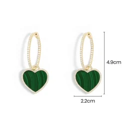 APM Monaco Creoles Pave Avec Coeur Malachite^ Boucles D'Oreilles
