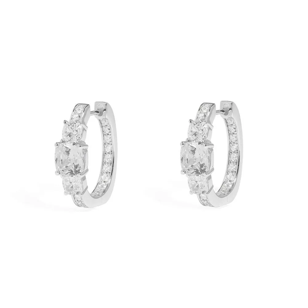 APM Monaco Creoles Pave Carre^ Boucles D'Oreilles