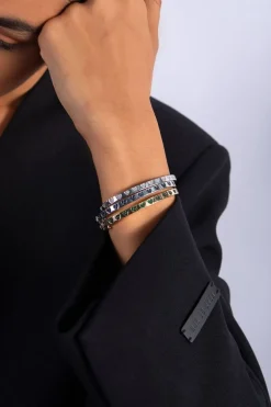 APM Monaco Jonc Coeur Vert Et Blanc^ Bracelets