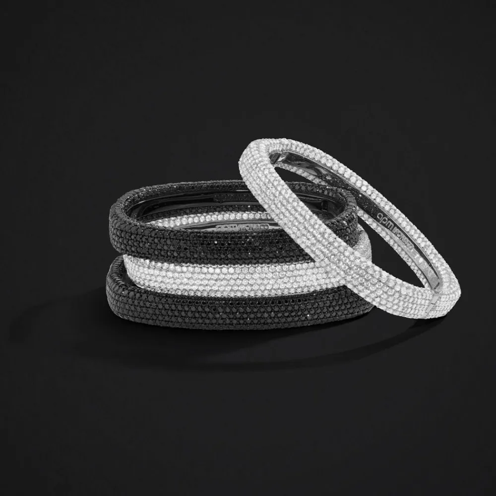 APM Monaco Jonc Pave Noir^ Bracelets