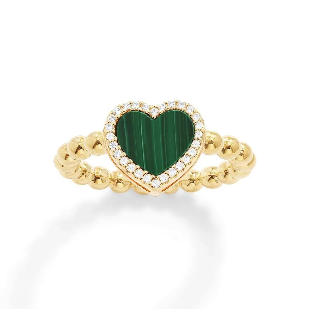 APM Monaco Malachite Heart Ring With Beads^ Bagues