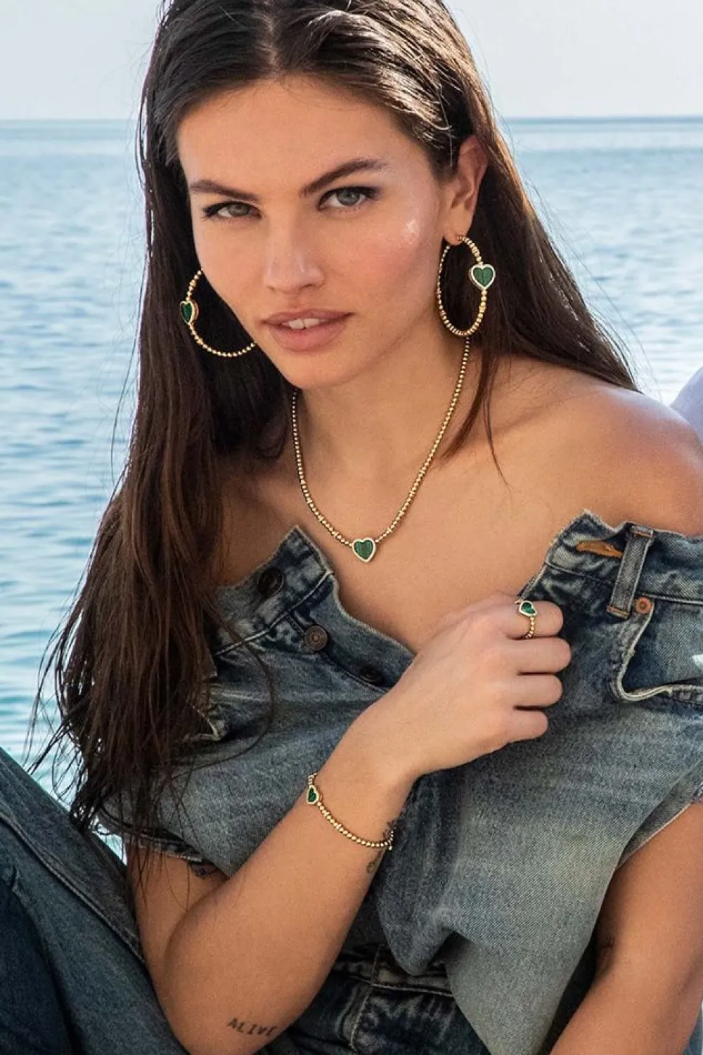 APM Monaco Malachite Heart Ring With Beads^ Bagues