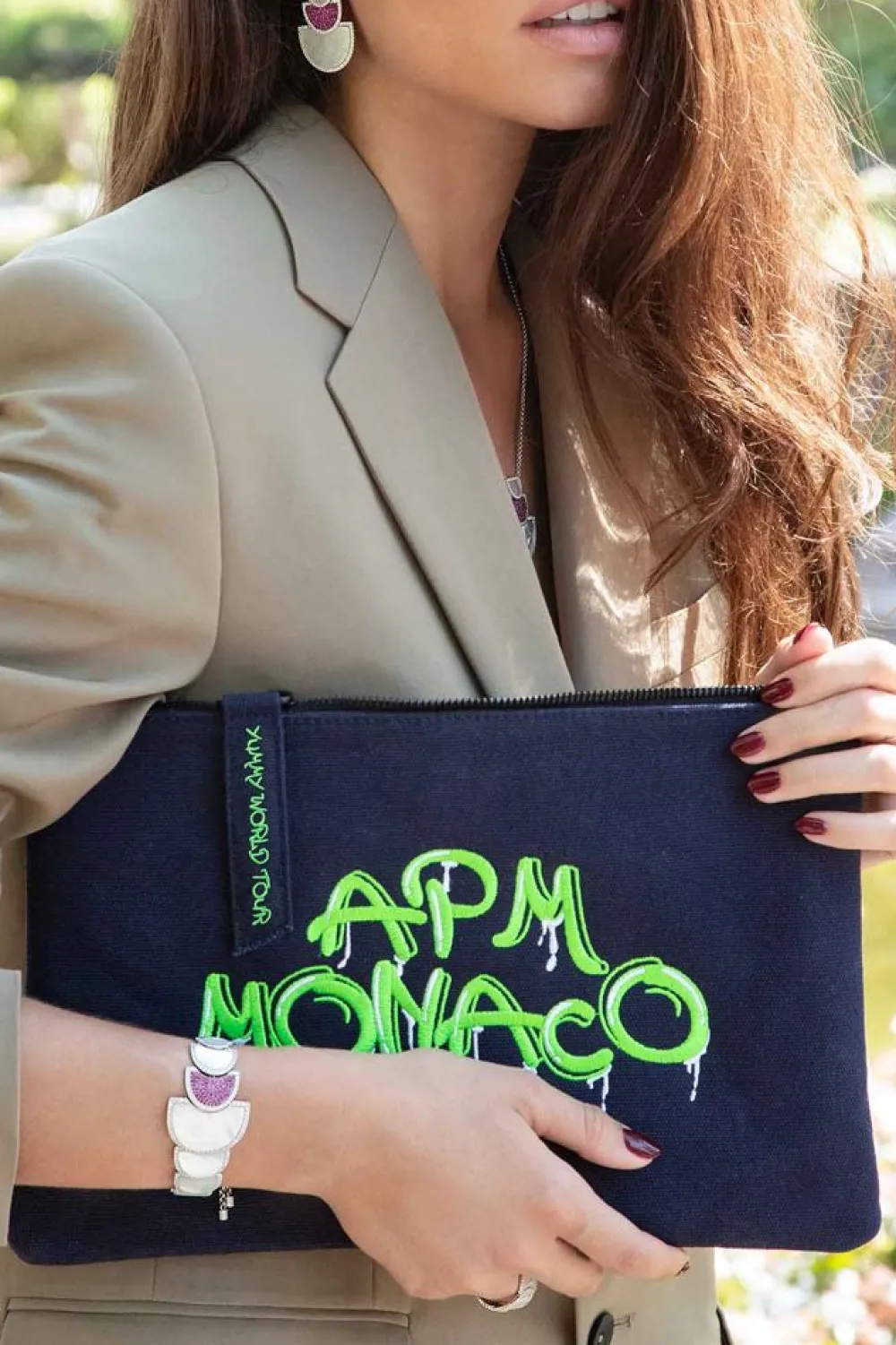 APM Monaco Pochette Graffiti Verte^ Accessoires
